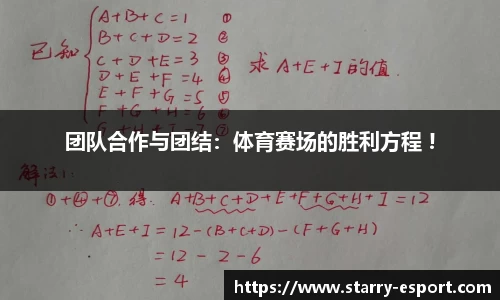 团队合作与团结：体育赛场的胜利方程 !